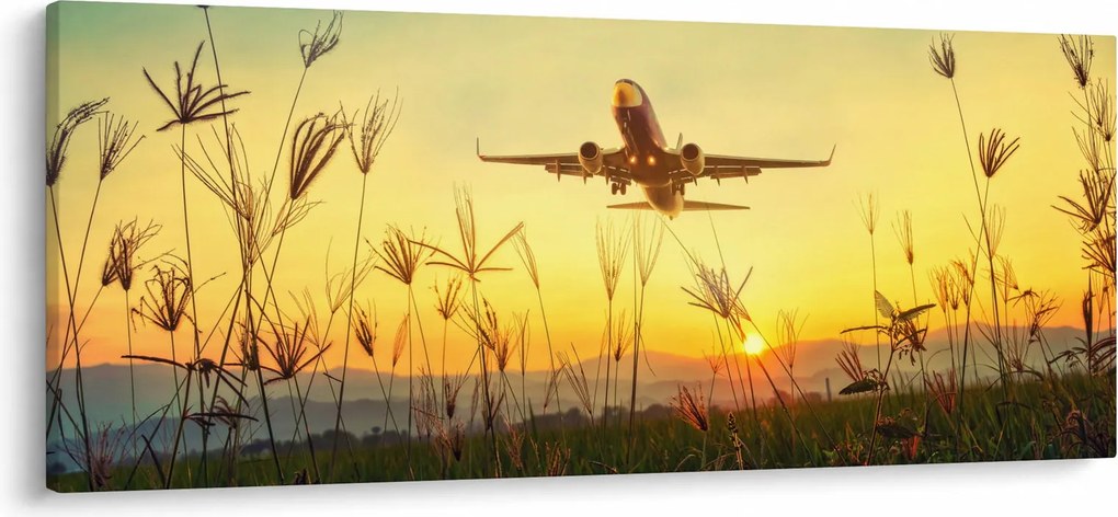 Obraz vzlietajúceho lietadla (120x50 cm)