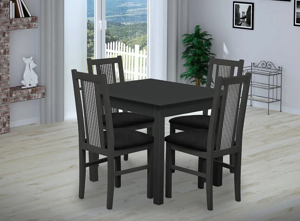 Nabytekmorava Jedálenský set Brooklyn pre 4 osoby, stôl 90x90 cm farba lamina: orech 729, čalúnenie vo farbe: SCALA šedá 92