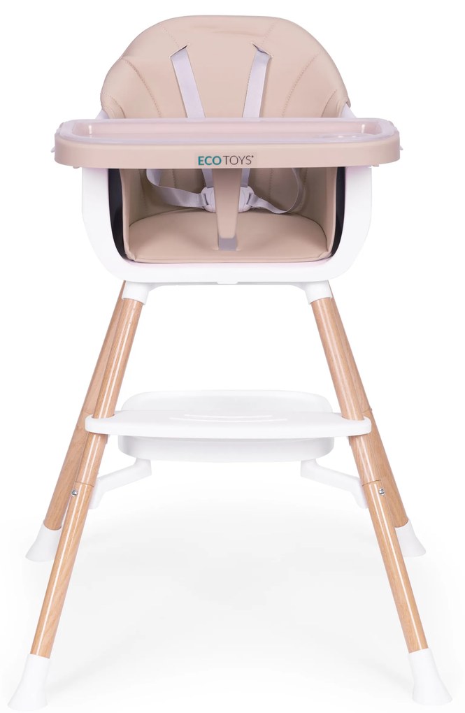 Detská stolička na kŕmenie 2v1 béžová ECOTOYS