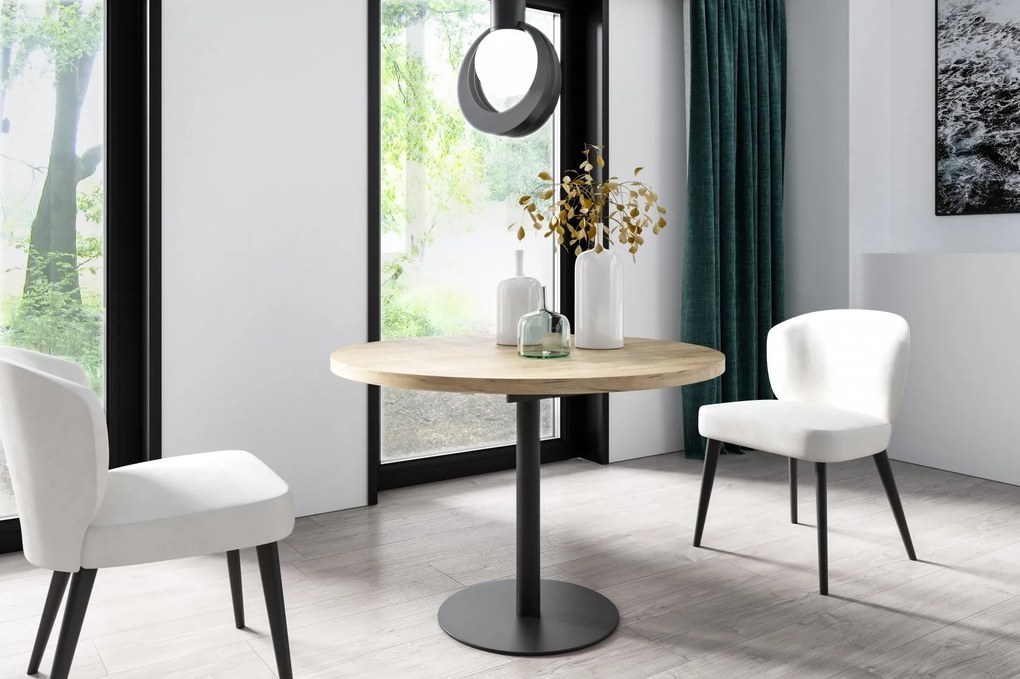 Okrúhly rozkladací jedálenský stôl MONTY, čierne nohy Vybrať odtieň: šedý betón