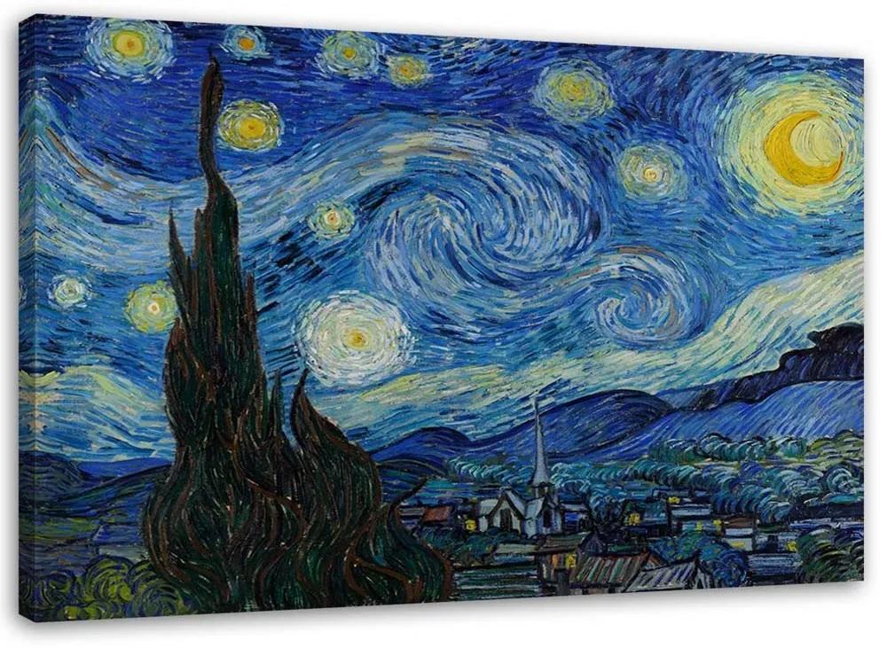 Obraz na plátně reprodukce hvězdné noci van gogh - 90x60 cm