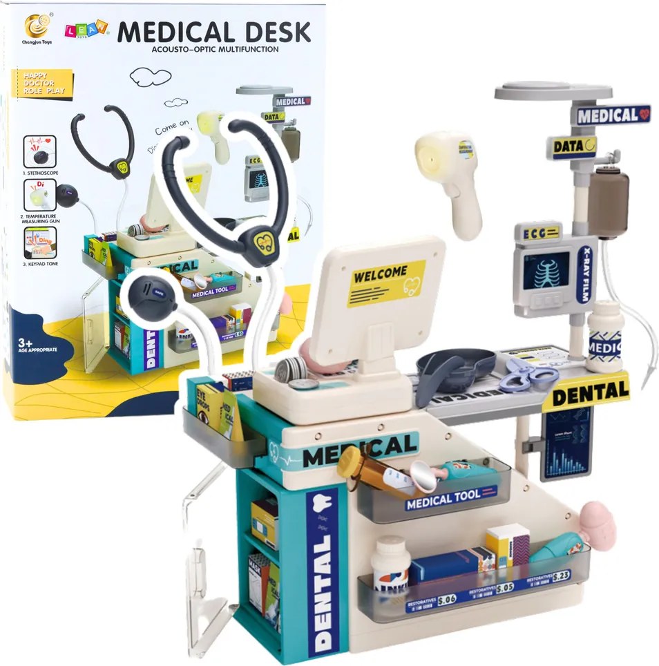 LEAN Toys Set zubár a lekárnik svetlá a zvuky príslušenstvo 51 ks