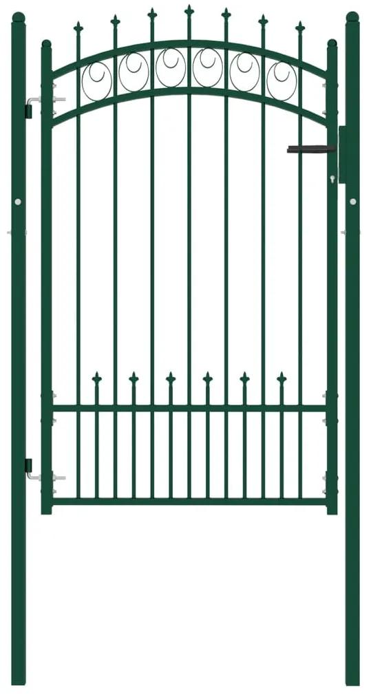 Plotová brána s hrotmi oceľová 100x150 cm zelená