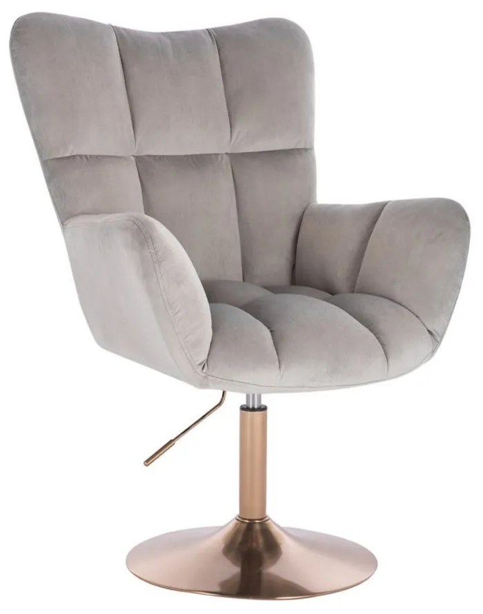 LuxuryForm DESIGN Otočné kreslo AURORA VELUR na zlatom tanieri - svetlosivé