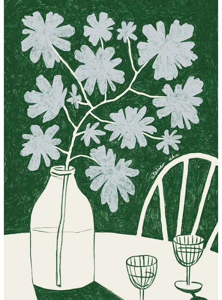 Plagát 30x40 cm Blue Flowers &amp; Red Wine – Anouk van Cleef – The Poster Club