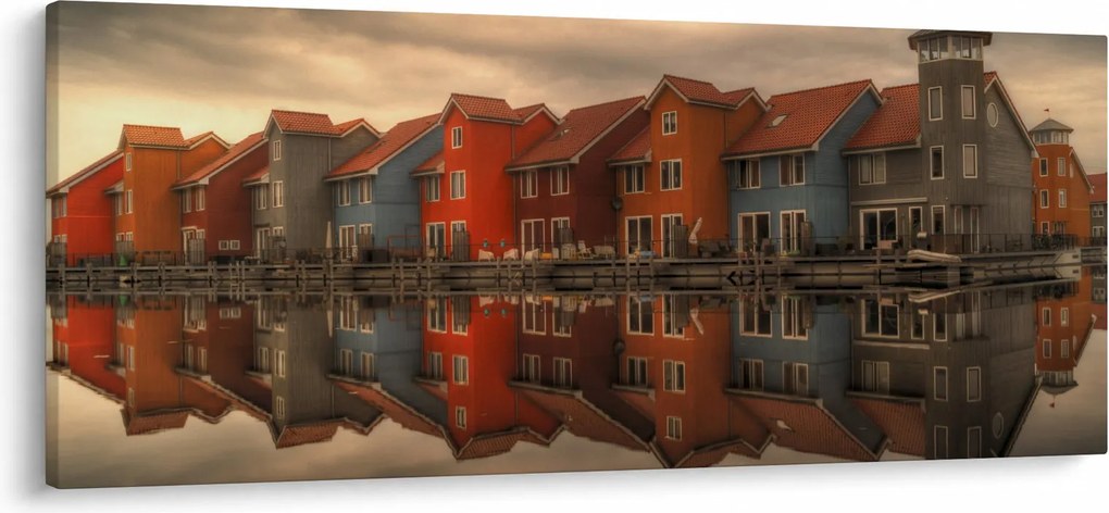 Obraz farebných domčekov (120x50 cm)