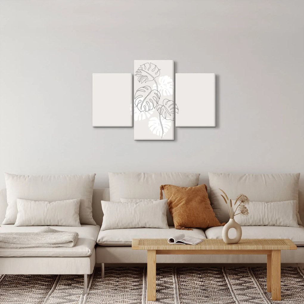 Obraz - Line art monstera N⁰3 (90x60 cm)