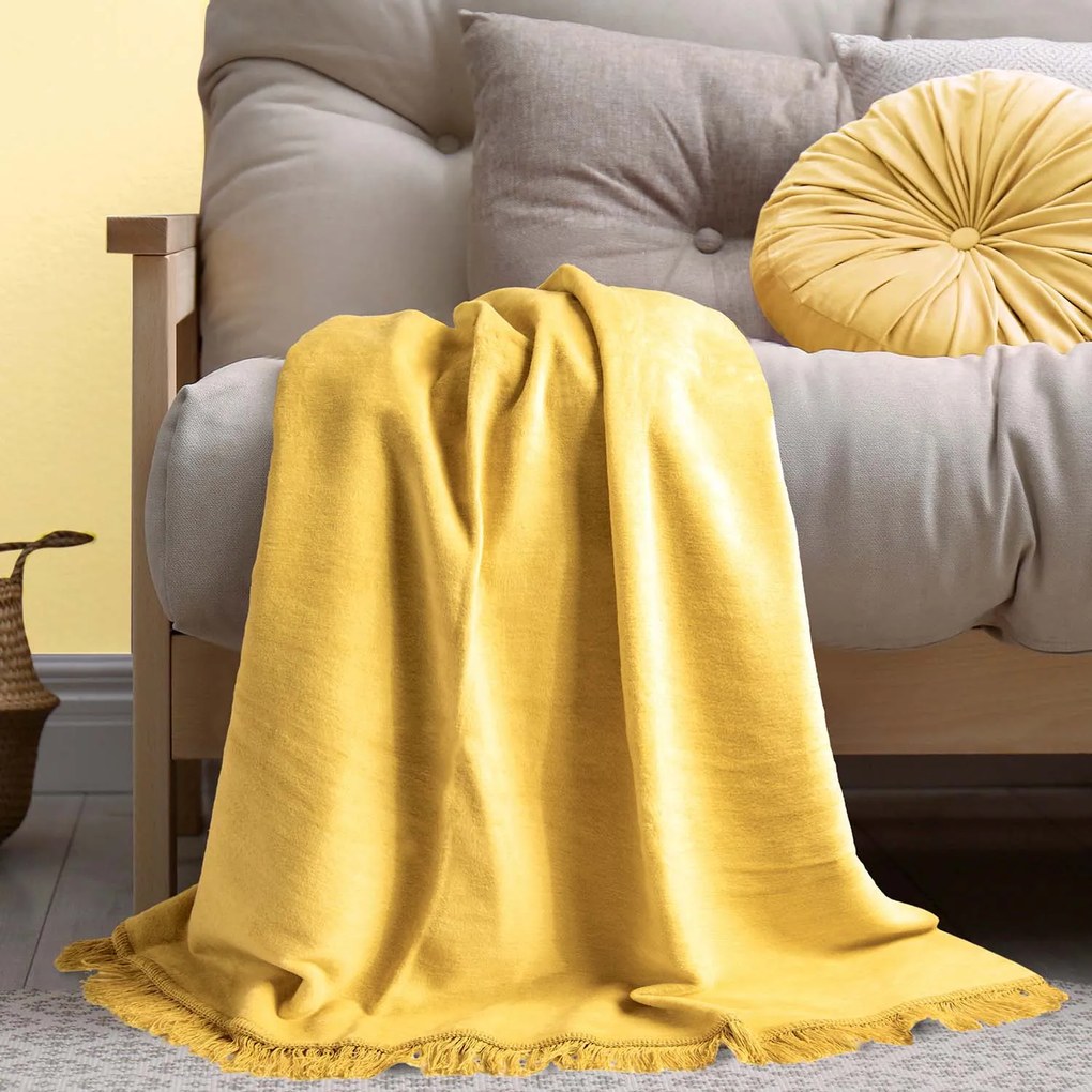 BAVLNENÁ DEKA COTTON CLOUD 150X200 CM ŽLTÁ