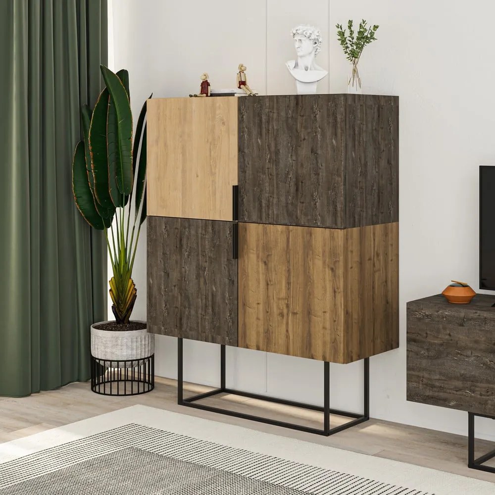 Skrinka v dekore duba v hnedo-prírodnej farbe 100x130 cm Titan – Marckeric