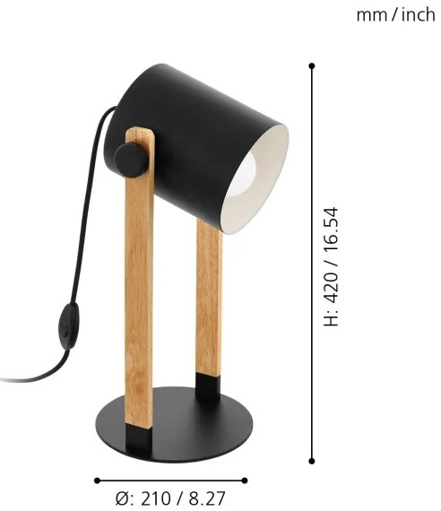 Eglo 43519 - Stolová lampa HORNWOOD 1xE27/28W/230V