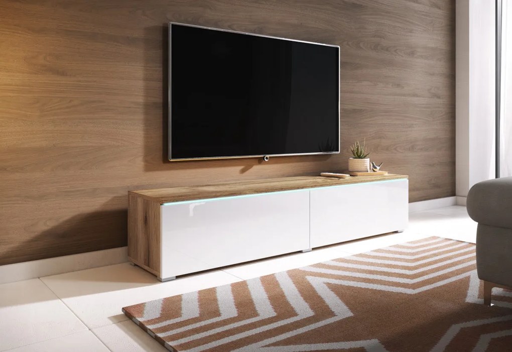 TV stolík MENDES D - biela/biela lesk / nie / 180