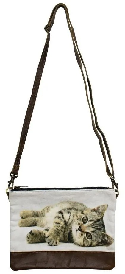 Kožená bavlnená Crossbody s mačiatkom - 23 * 2 * 18 cm