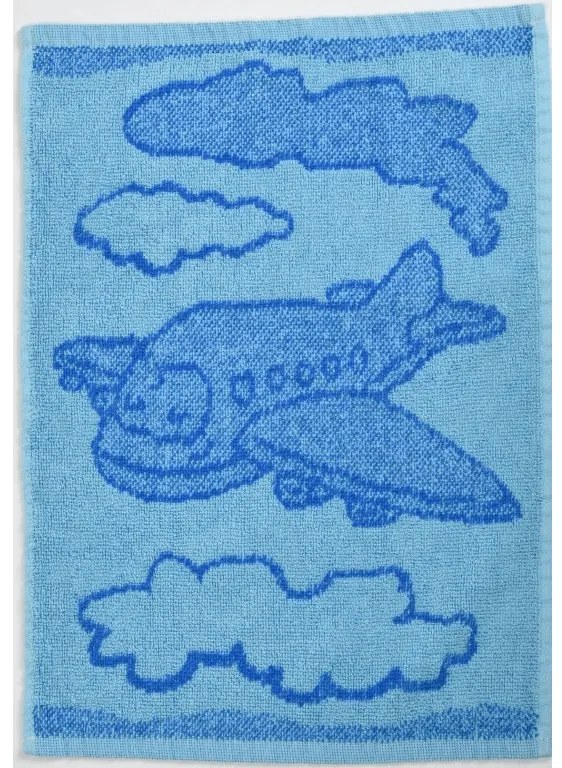 Detský uterák BEBÉ lietadlo modrý 30x50 cm