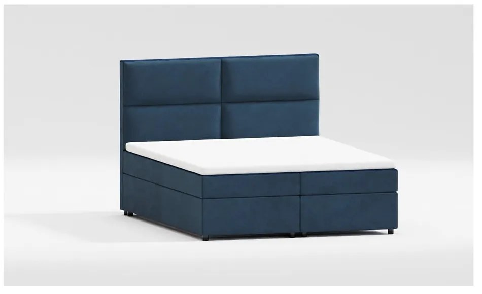 Tmavomodrá boxspring posteľ s úložným priestorom 160x200 cm Rico – Ropez