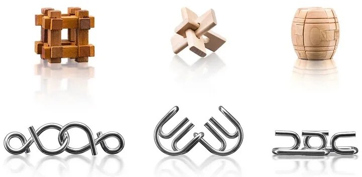 Popular Hlavolam kov-drevo, súprava 6 ks