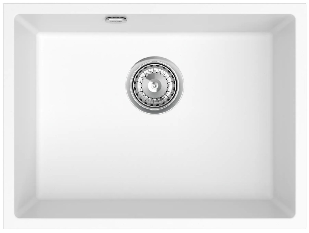 Sink Quality Crypton 60, kuchynský granitový drez 535x400x205 mm + chrómový sifón, biela, SKQ-CRY.W.1KBO.60.X