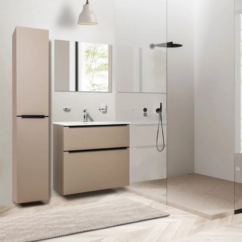 Mereo, Mereo Mailo, kúpeľňová skrinka vysoká 170 cm, čierne madlo, Multidecor, Dub Kronberg svetlý, MER-CN594LPBDKRS