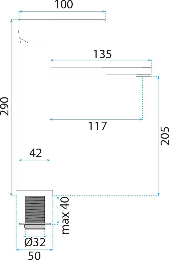Rea Arcos, vysoká umývadlová batéria h-290, grafitová, REA-B6967