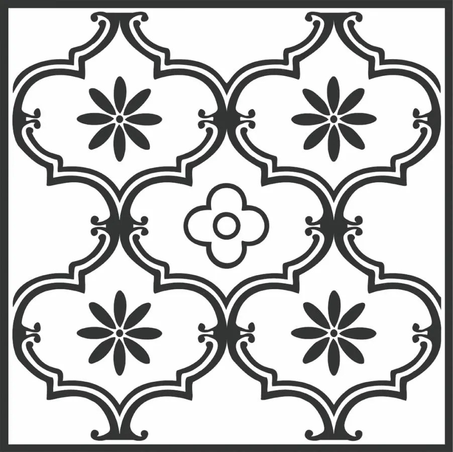 Vinylové samolepiace podlahové štvorce Classic 274-5052, rozmer 30,5 cm x 30,5 cm, ornament čierny, D-C-HOME