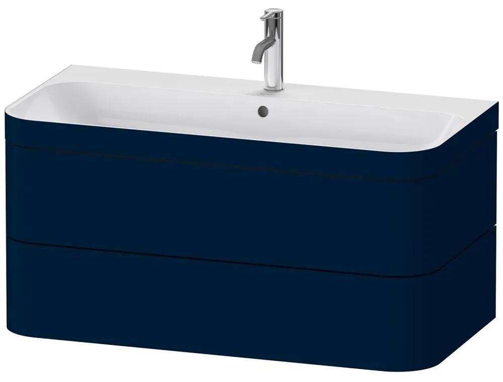 DURAVIT Happy D.2 Plus c-bonded závesná skrinka s nábytkovým umývadlom s otvorom, 2 zásuvky, 975 x 490 x 480 mm, nočná modrá matná lakovaná, HP4638O9898