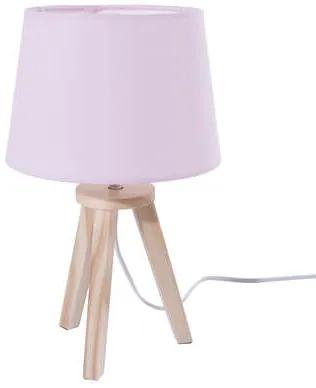 Detská stolová lampa ružová, drevo + polyester, 18x31x18, tienidlo d18x13