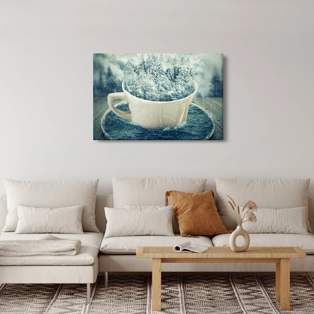 Obraz - Zimný svet v hrnčeku (90x60 cm)