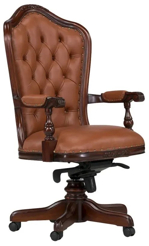 furniture-nabytek.cz - Masívne kancelárske kreslo Cambridge II z mahagónu, lakované, hnedé