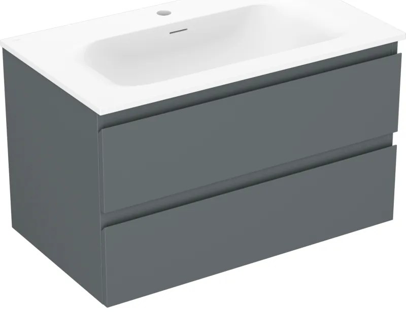Mexen Orio, kúpeľňová skrinka 80 cm s umývadlom Vela, 2 zásuvky, grafitová matná/biela matná, 91A10-08047-2-BFF66-W23M01