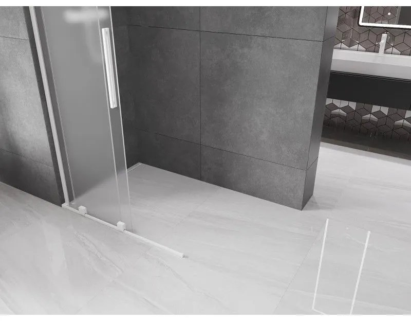 Mexen Velar L, posuvná sprchová zástena Walk-in 90 x 200 cm, 8mm sklo námraza, biela matná, 871-090-003-33-20