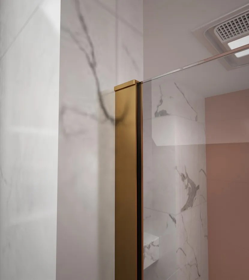 Erga Paris, sprchová zástena Walk-In 90x200 cm, 8mm číre sklo, zlatý matný profil, ERG-V02-PARIS-090x200-CL-GB