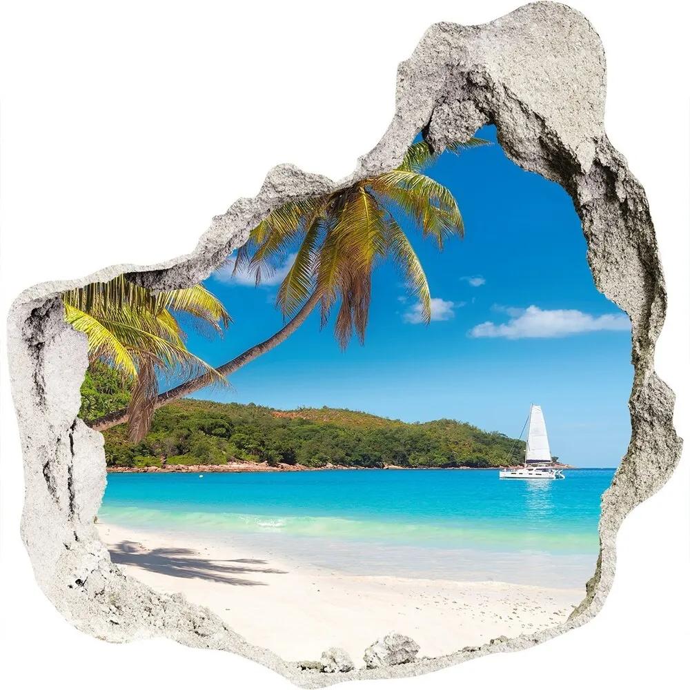 Díra 3D ve zdi nálepka Tropická pláž WallHole-75x75-piask-148078888