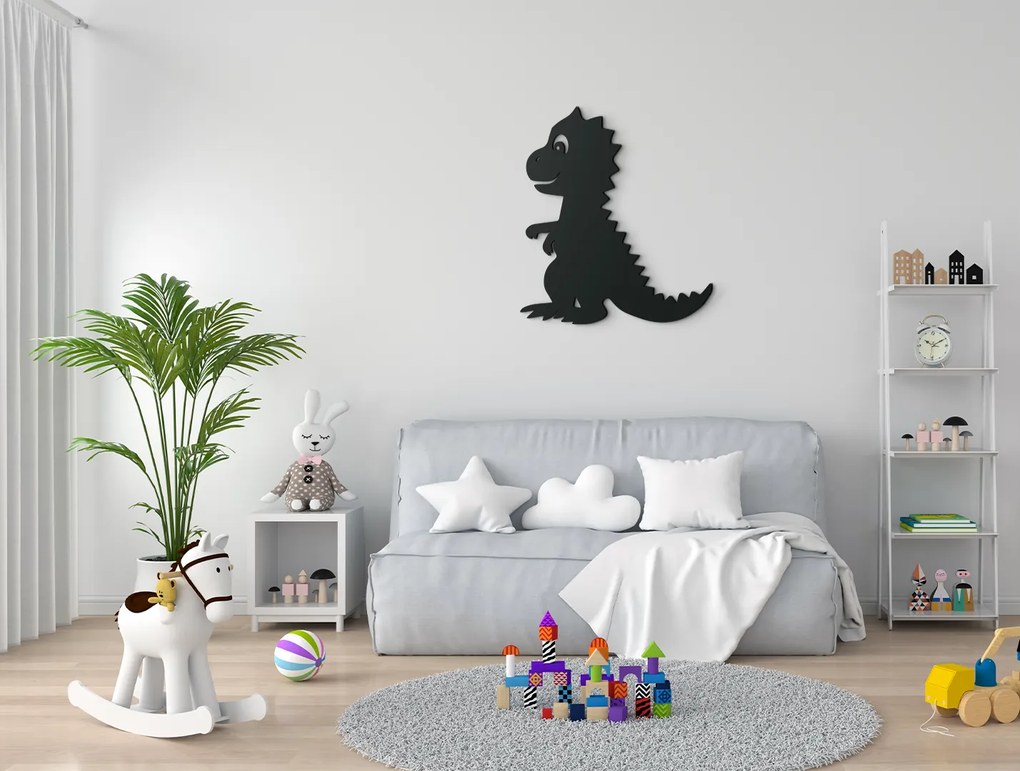 drevko Drevená nálepka do detskej izby Dinosaurík Rozmer obrazu: 37 x 32,5 cm, Farba dekorácie: Čierna
