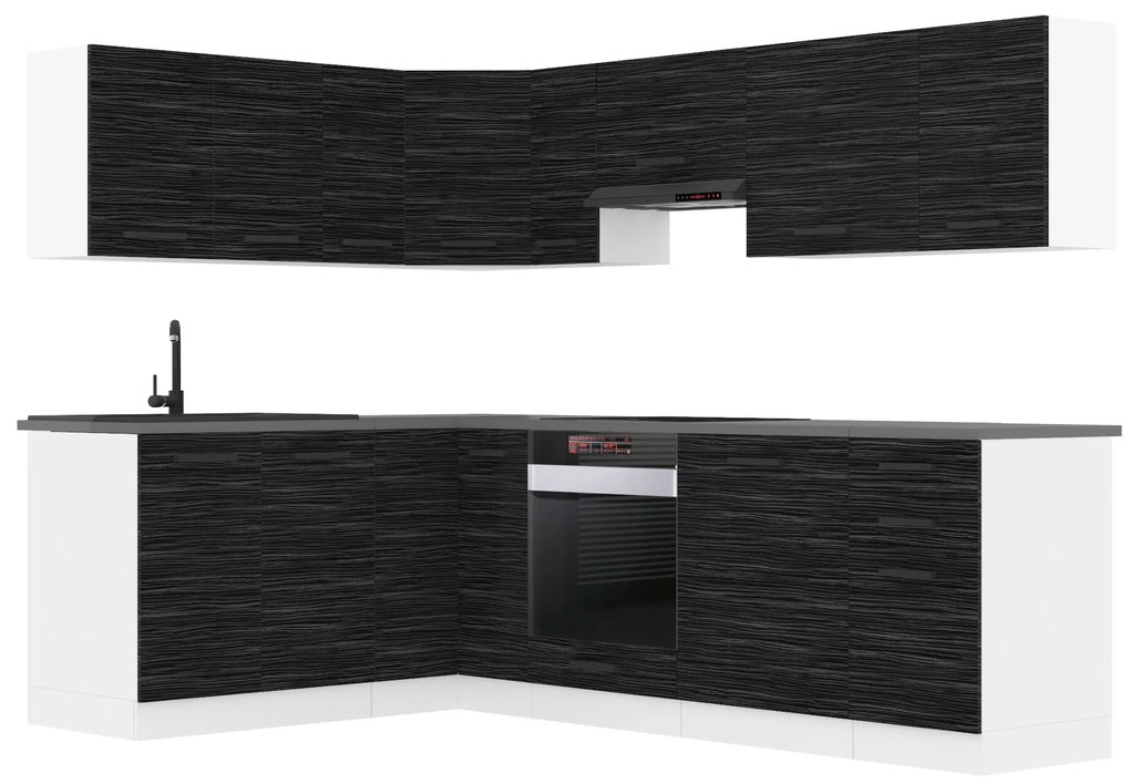 Kuchynská linka Belini Premium Full Version 420 cm eben kráľovský s pracovnou doskou JANET