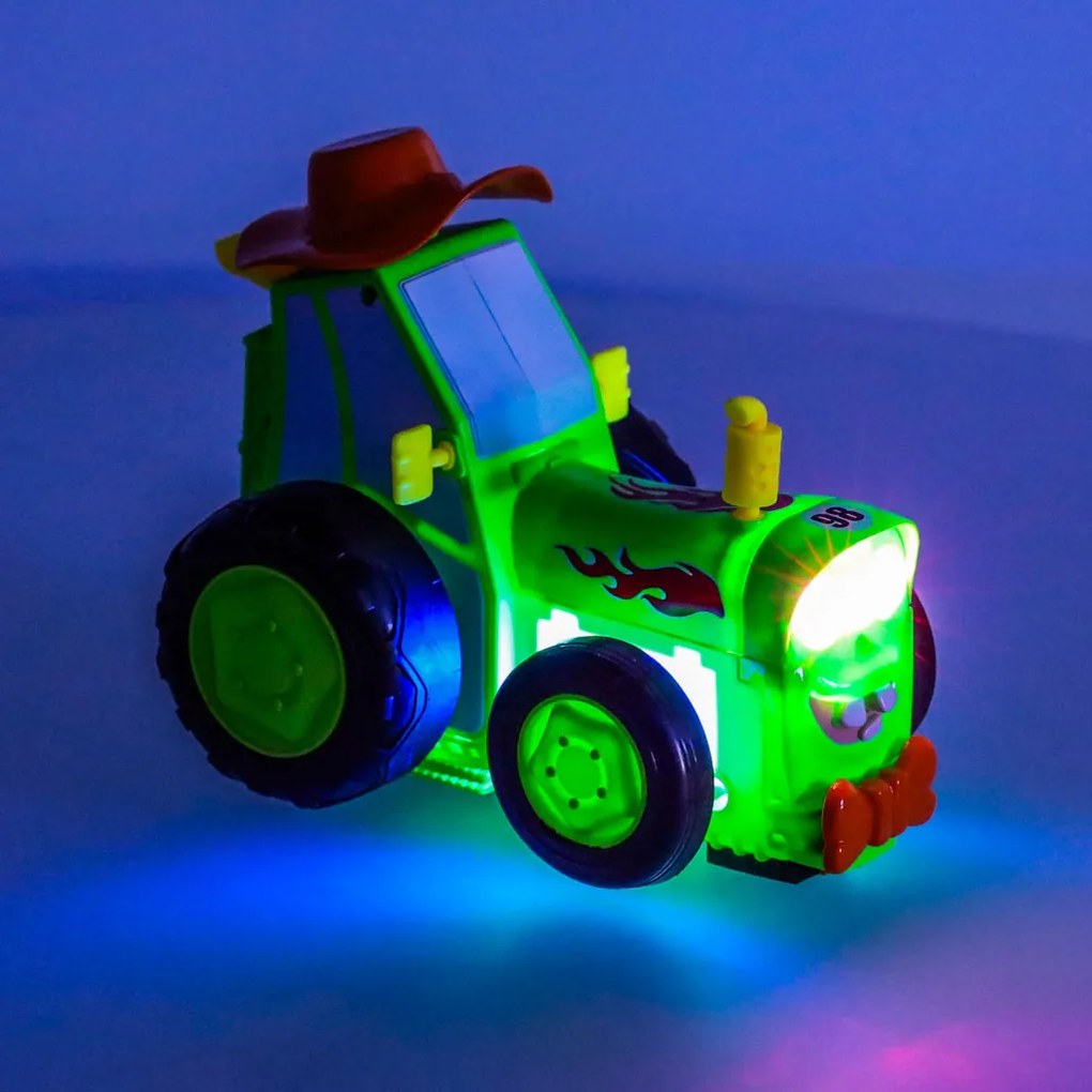 KIK RC skákajúci a tancujúci traktor s prívesom, diaľkovo ovládaný, zelený