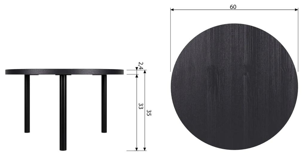 Konferenčný stolík lau ø 60 cm čierny MUZZA