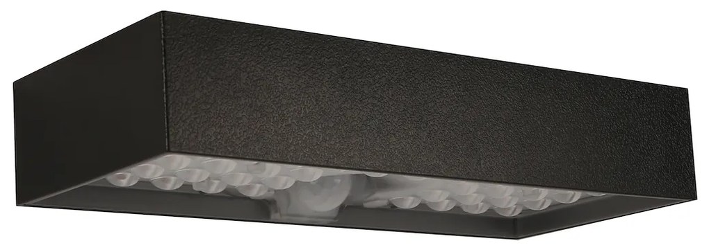 Exteriérové solárne nástenné LED svietidlo Brick, 1x LED 6w, čierna, pohybový senzor
