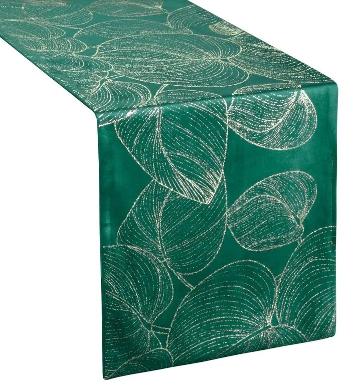 Dekorstudio Elegantný zamatový behúň na stôl BLINK 16 tmavozelený Rozmer behúňa (šírka x dĺžka): 35x140cm