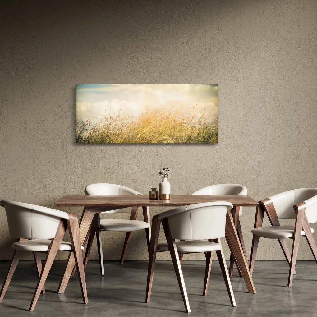Obraz - Pole na jeseň (120x50 cm)