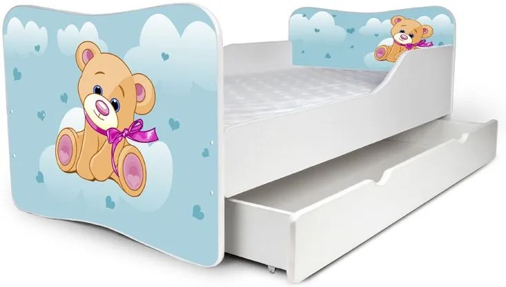 MAXMAX Detská posteľ so zásuvkou MACKO modrý + matrac ZADARMO