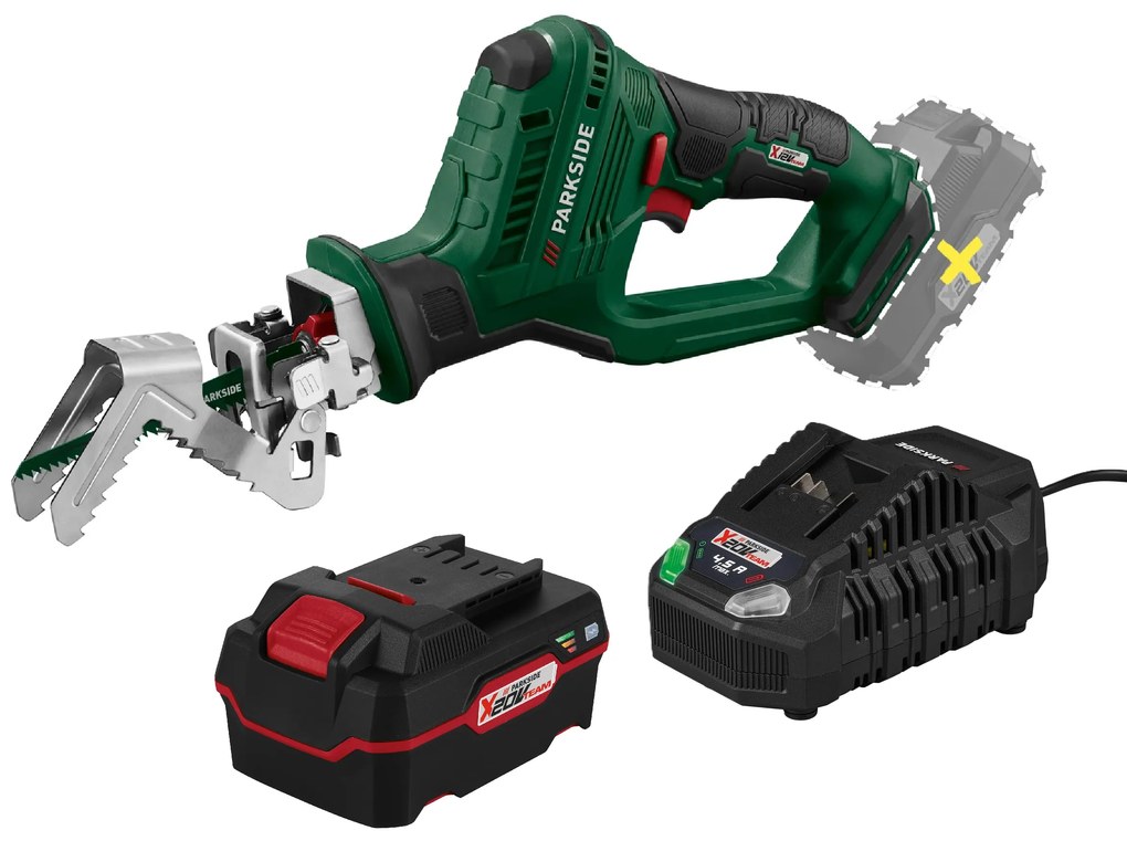 Parkside®  Aku píla na konáre 20 V Pasa 20-Li D3 + Akumulátor 20 V/4 Ah + Nabíjačka 20 V/4,5 A  (800011219)