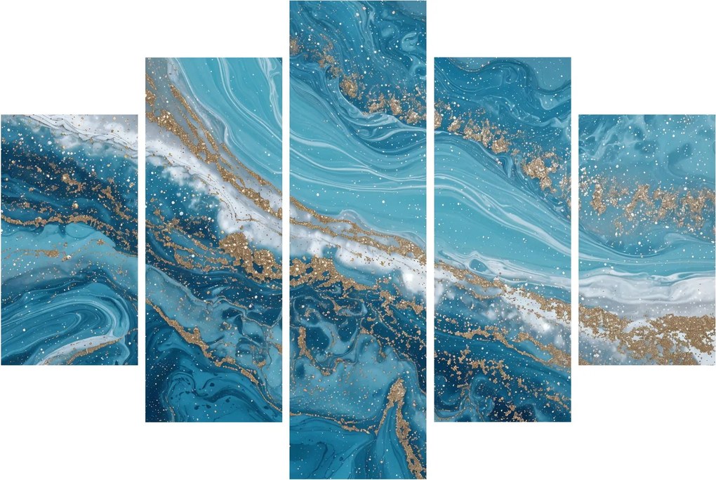 Obraz - Bledomodrý mramor so zlatom I. (150x105 cm)
