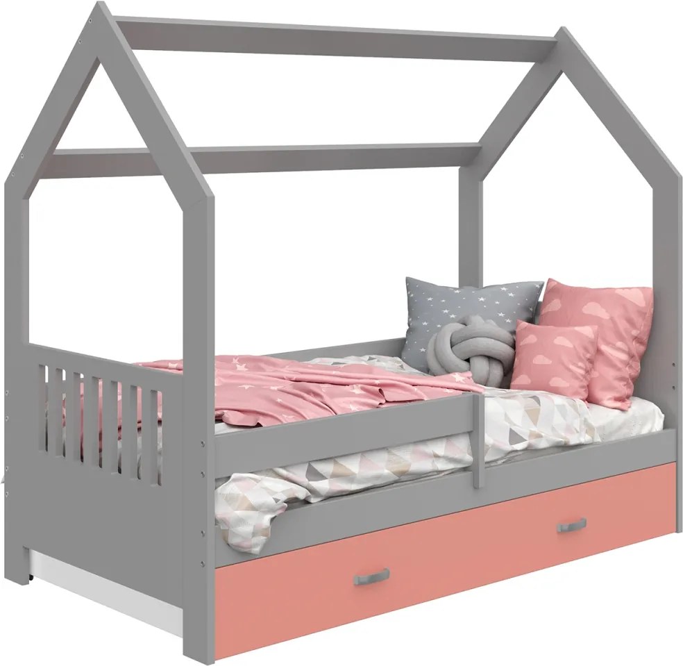 AMI nábytok Dětská postel DOMEČEK D3E 80x160cm masiv šedá