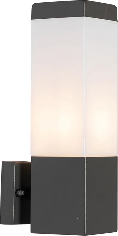 Moderná vonkajšia nástenná lampa tmavosivá s opálom - Malios