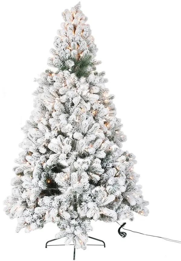 Vianočný zasnežený vianočný stromček s ľad svetielkami Snowy - 105*105*185cm