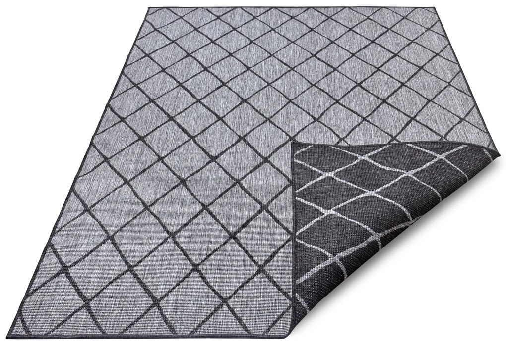 NORTHRUGS - Hanse Home koberce Kusový koberec Twin-Wendeteppiche 105456 Night Silver – na von aj na doma - 80x250 cm