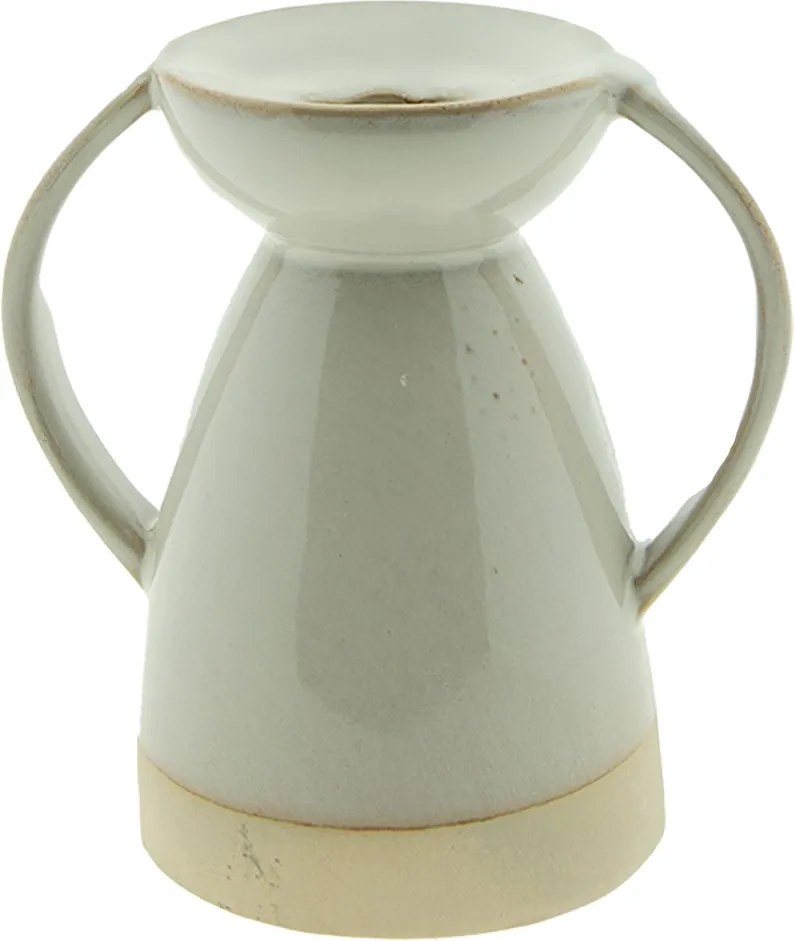 Béžový porcelánový svietnik na úzku sviečku Chrio - 12*8*13 cm