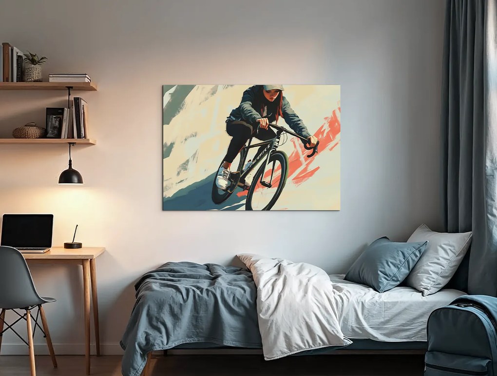 drevko | Obraz na stenu Žena na bicykli