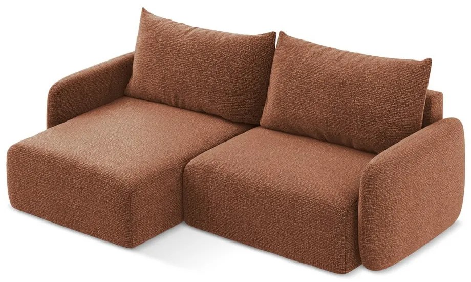 Rozkladacia/s úložným priestorom rohová pohovka v tehlovej farbe (ľavý roh) Kalena – Makamii