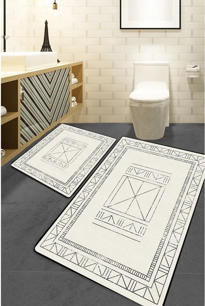 Krémové kúpeľňové predložky v súprave 2 ks 60x100 cm Touch – Foutastic