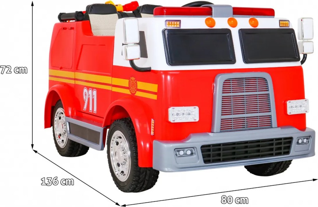 Ramiz Detské hasičské auto na batérie + vodné delo + megafón + maják + diaľkové ovládanie